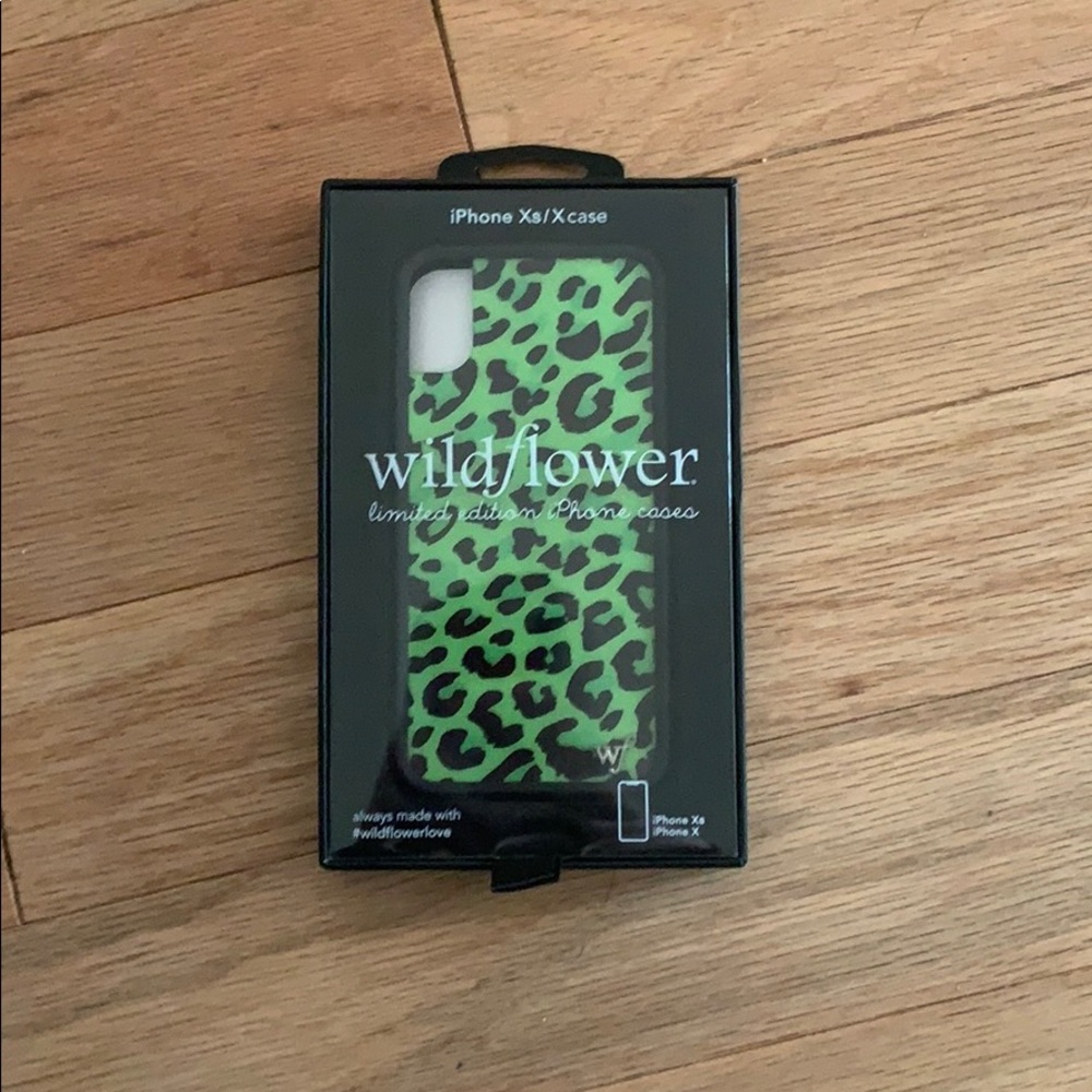 Wildflower leopard print green iPhone case